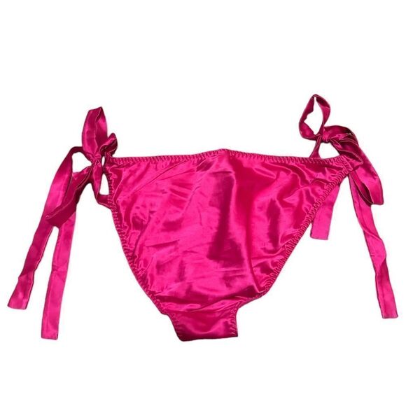 NWT SKIMS Woven Shine Tie Side Brief In Pink Raspberry Sexy Baby Doll Lingerie - Picture 5 of 9